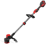 Left profile of 20 volt weedwacker 13 inch brushless cordless string trimmer with quickwind 4.0 ampere per hour.