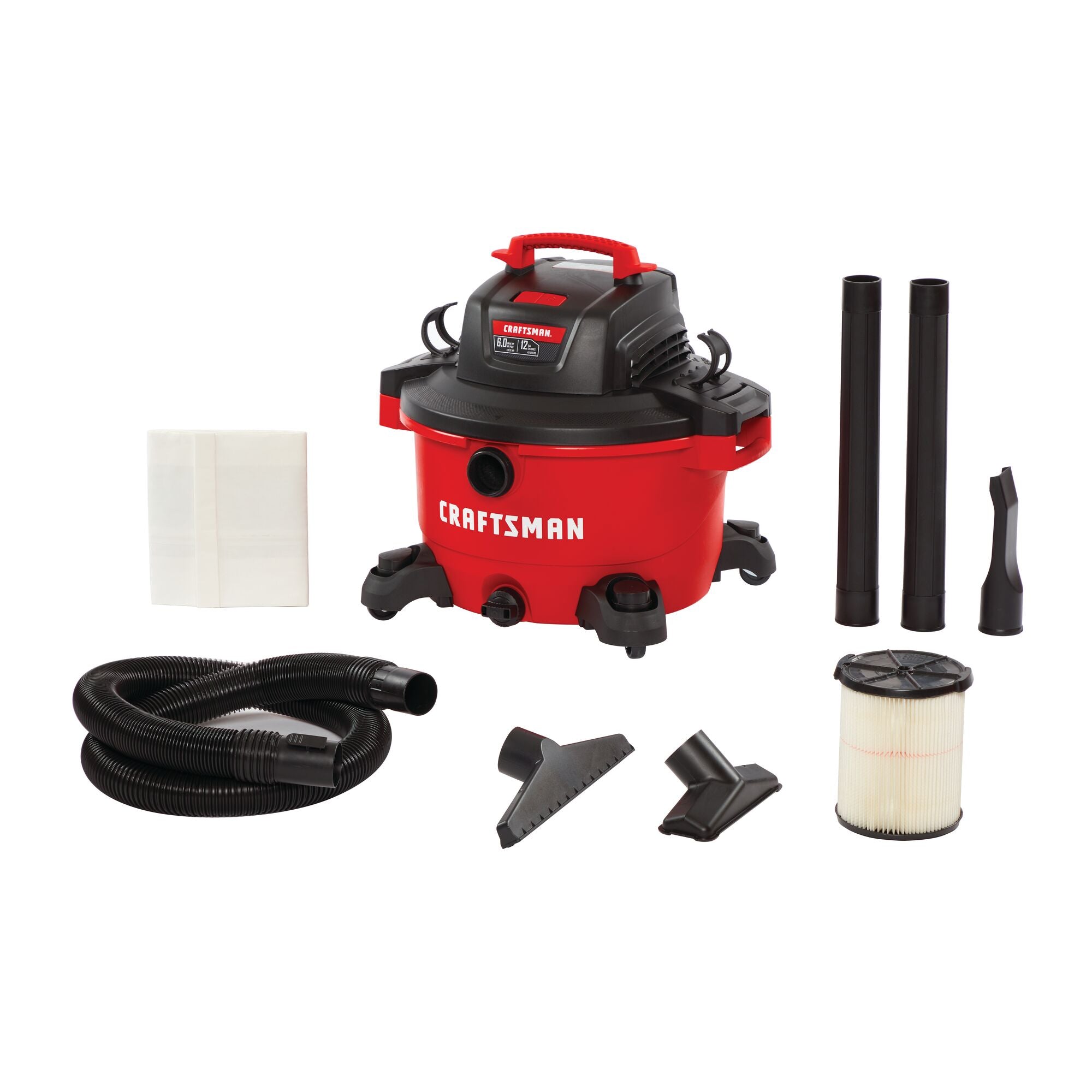 12 gallon 6.0 Peak h p wet and dry vac kit.