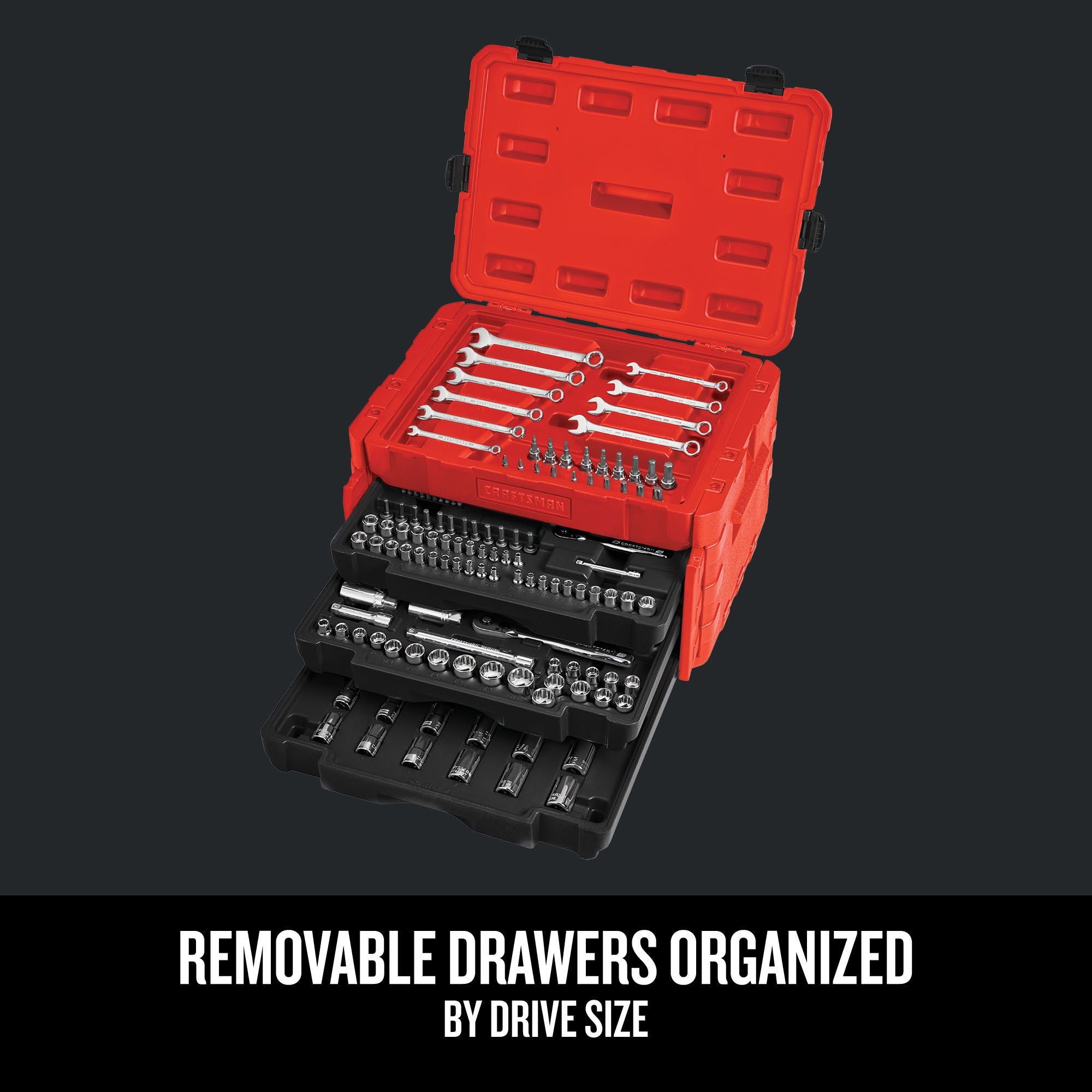 Graphic of CRAFTSMAN Mechanics Tool Set highlighting product features