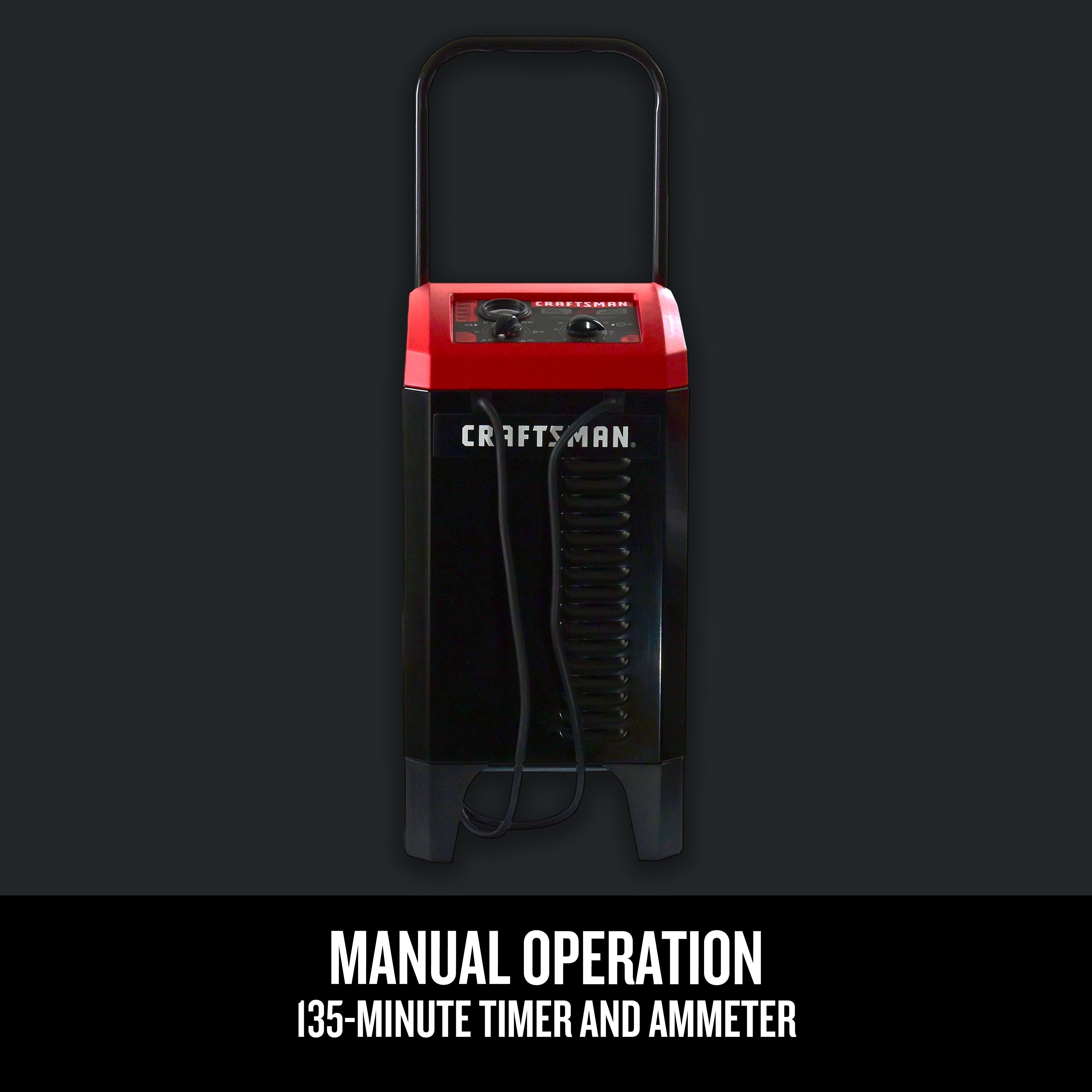 250A 6V/12V Wheeled Battery Charger and Jump Starter manual operation graphic
