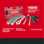 CRAFTSMAN Low Profile 63 piece Mechanics Tool Set with features and benefits highlighted