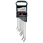 Profile of V series XXL S A E ratcheting single flex head double box end wrench set (7 piece).