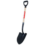 Wood handle digging shovel.