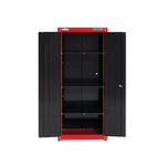 Profile of 32 inch Wide freestanding tall garage storage cabinet.