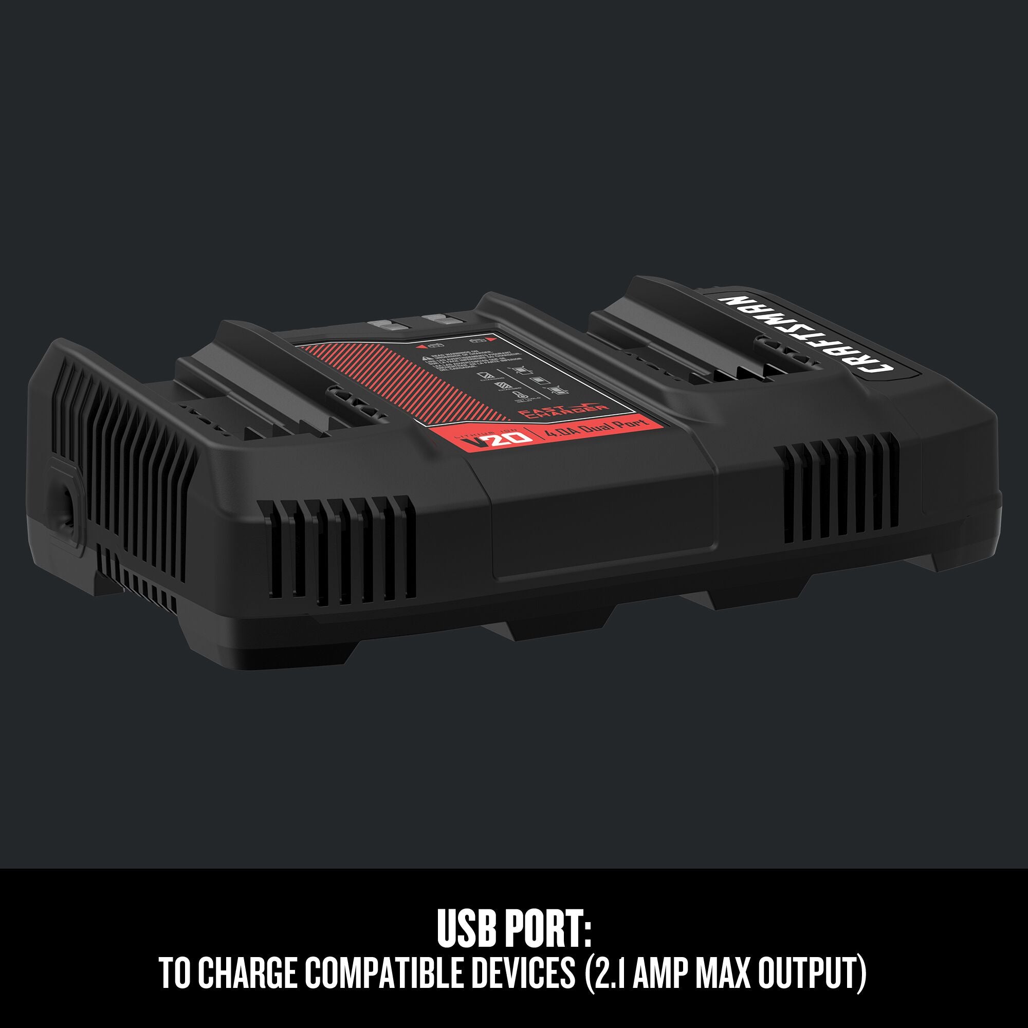 Graphic of CRAFTSMAN Batteries & Chargers highlighting product features