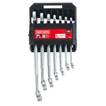 7 piece S A E raised panel combination wrench set in packaging.