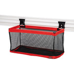Black and red VERSATRACK 24 inch large mesh basket attached to white VERSATRACK trackwall