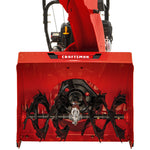 Power full clearing feature in 28 inch 357CC two stage self propelled gas snow blower with E F I and E G O V engine.