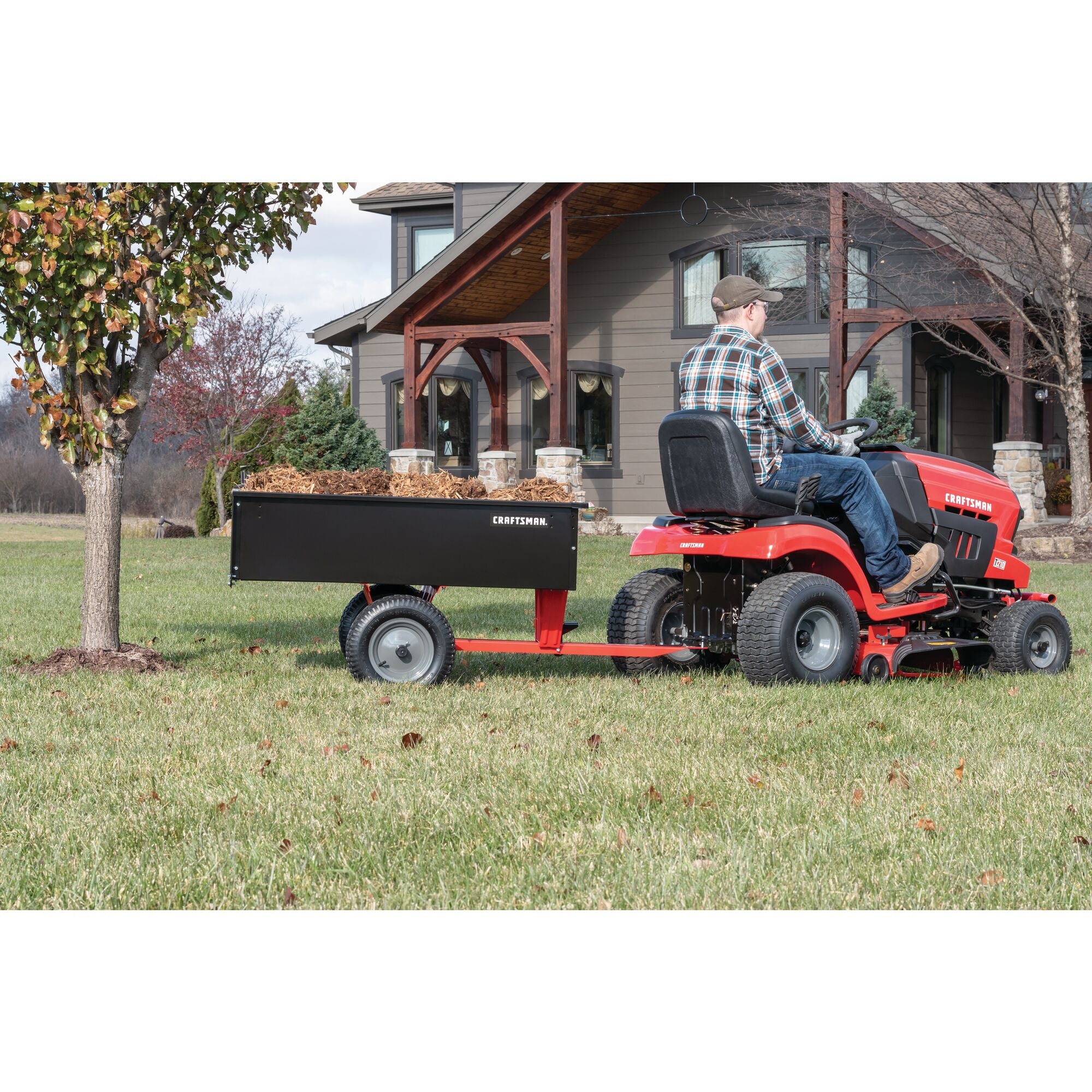 Heavy load capacity feature of 12 cubic foot steel dump cart.