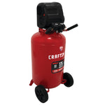 Right profile of 33 gallons 175 p s i oil free portable vertical air compressor.
