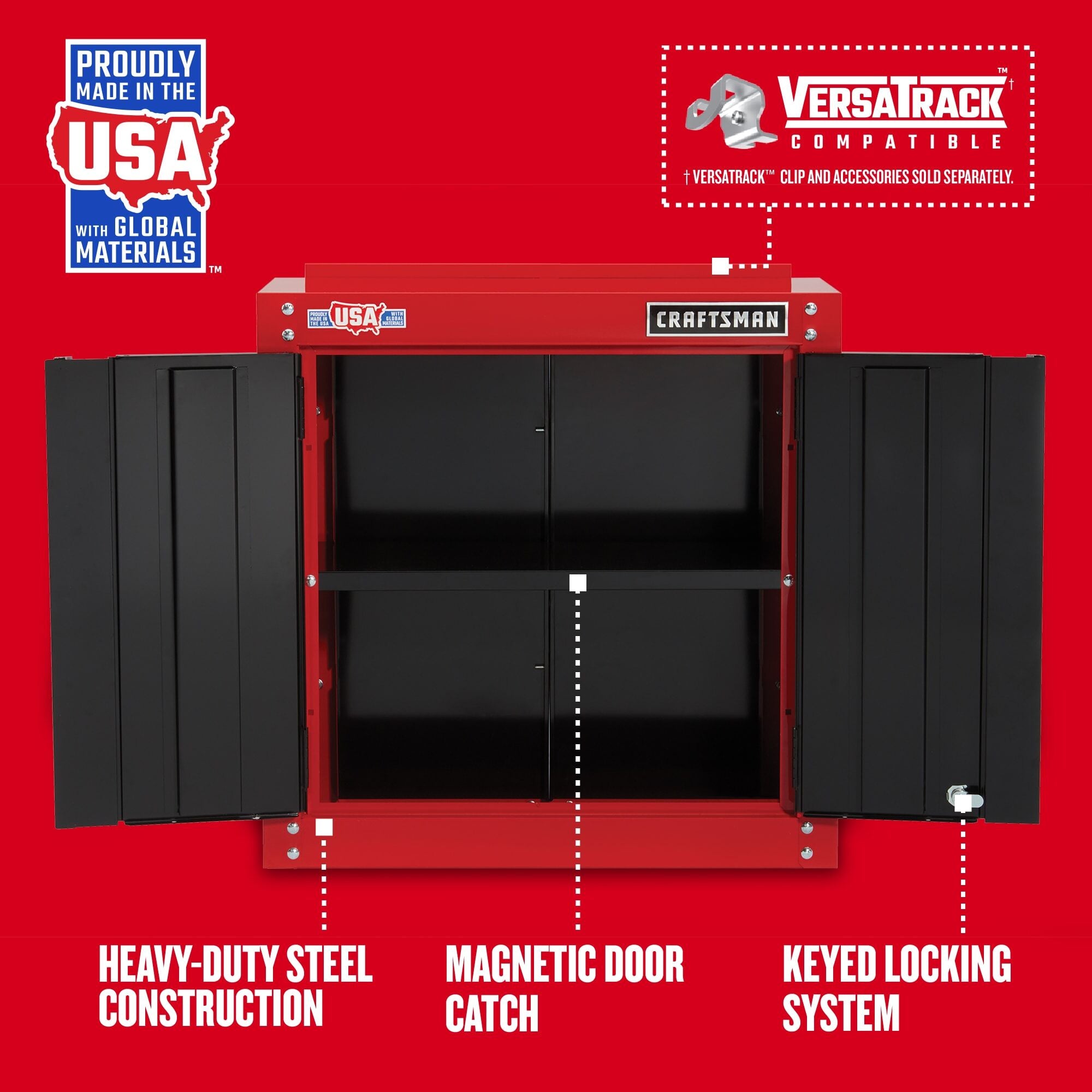 Graphic of CRAFTSMAN Storage: Cabinets & Chests Rolling highlighting product features