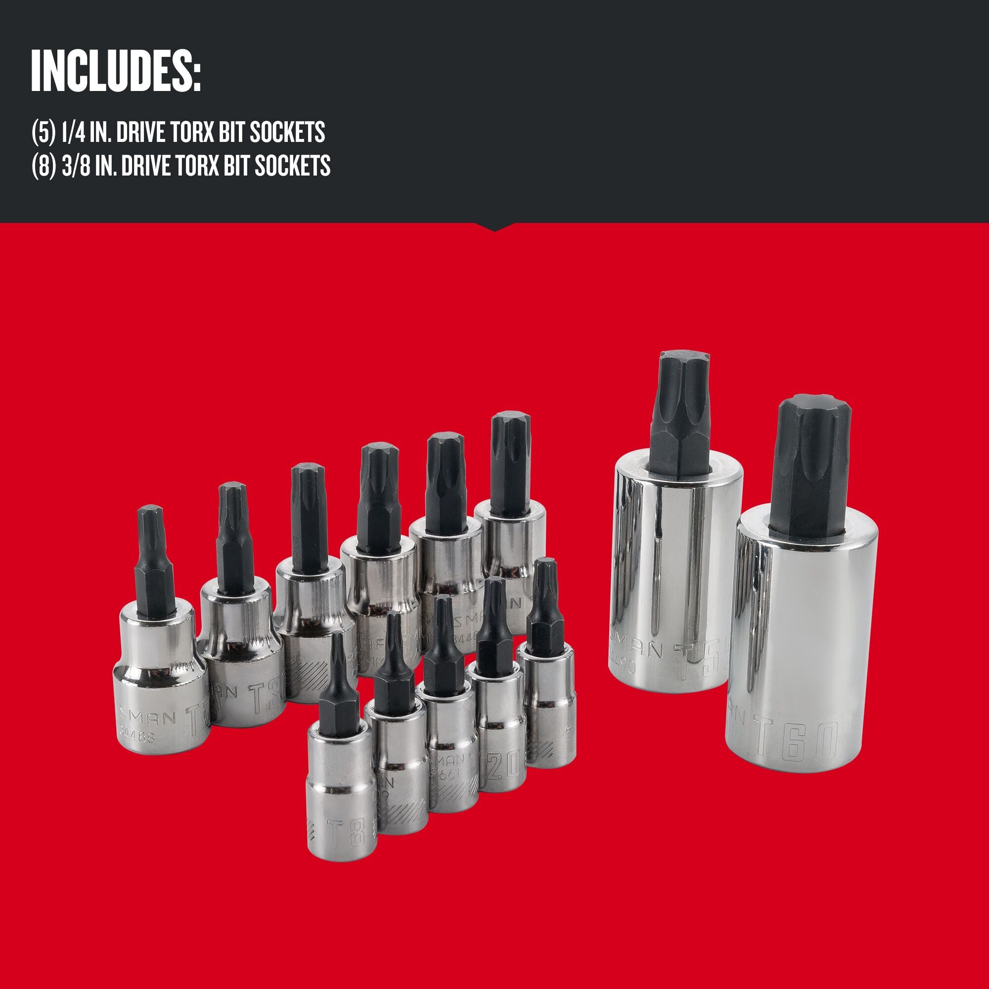 Graphic of CRAFTSMAN Sockets: Torx highlighting product features