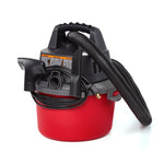 Back facing CRAFTSMAN 2.5 gallon vacuum with 1-1/4 inch Utility Nozzle stored the onboard caddy