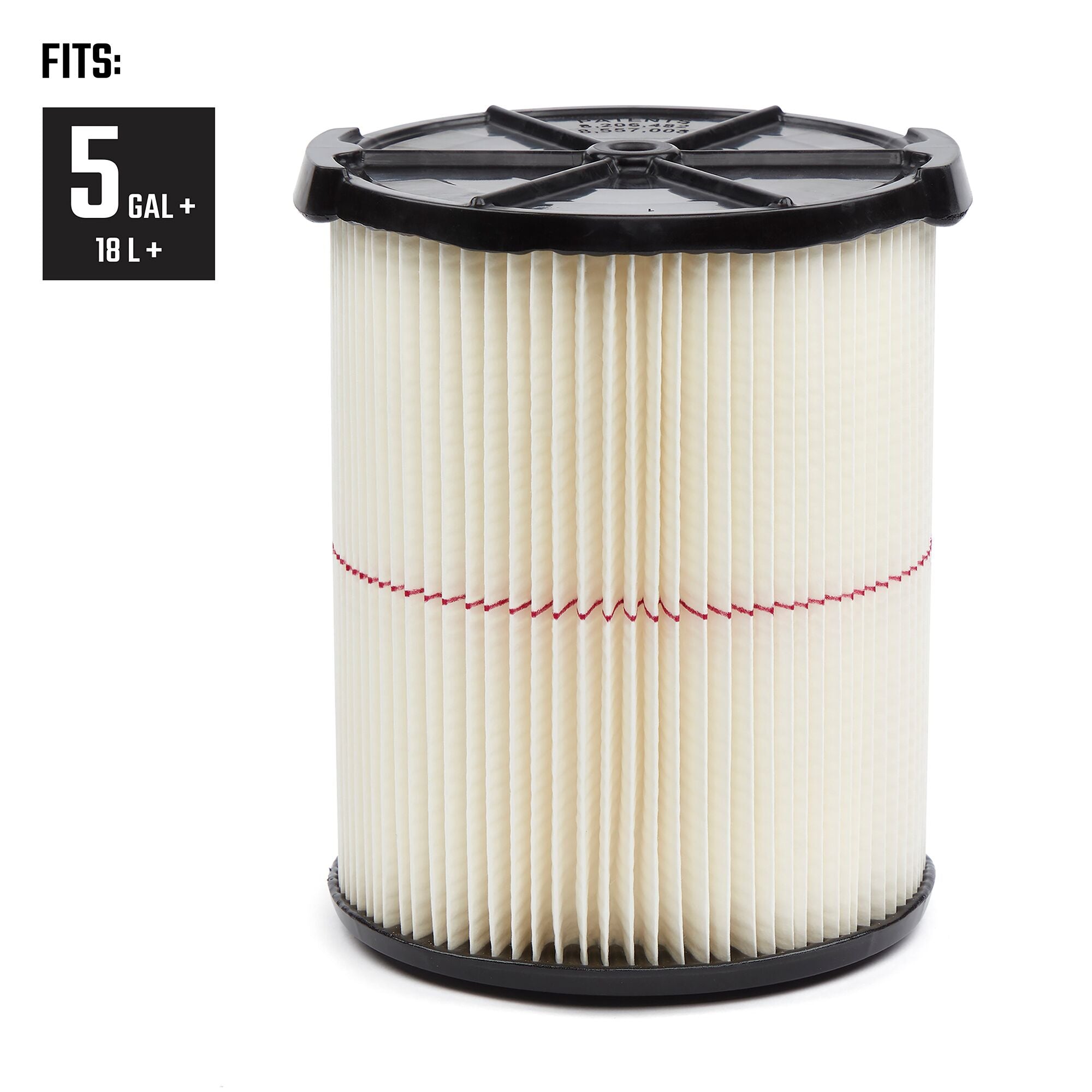 Front of General Dirt Filter illustrating compatibility with 5-20 Gallon CRAFTSMAN Shop Vacuums 