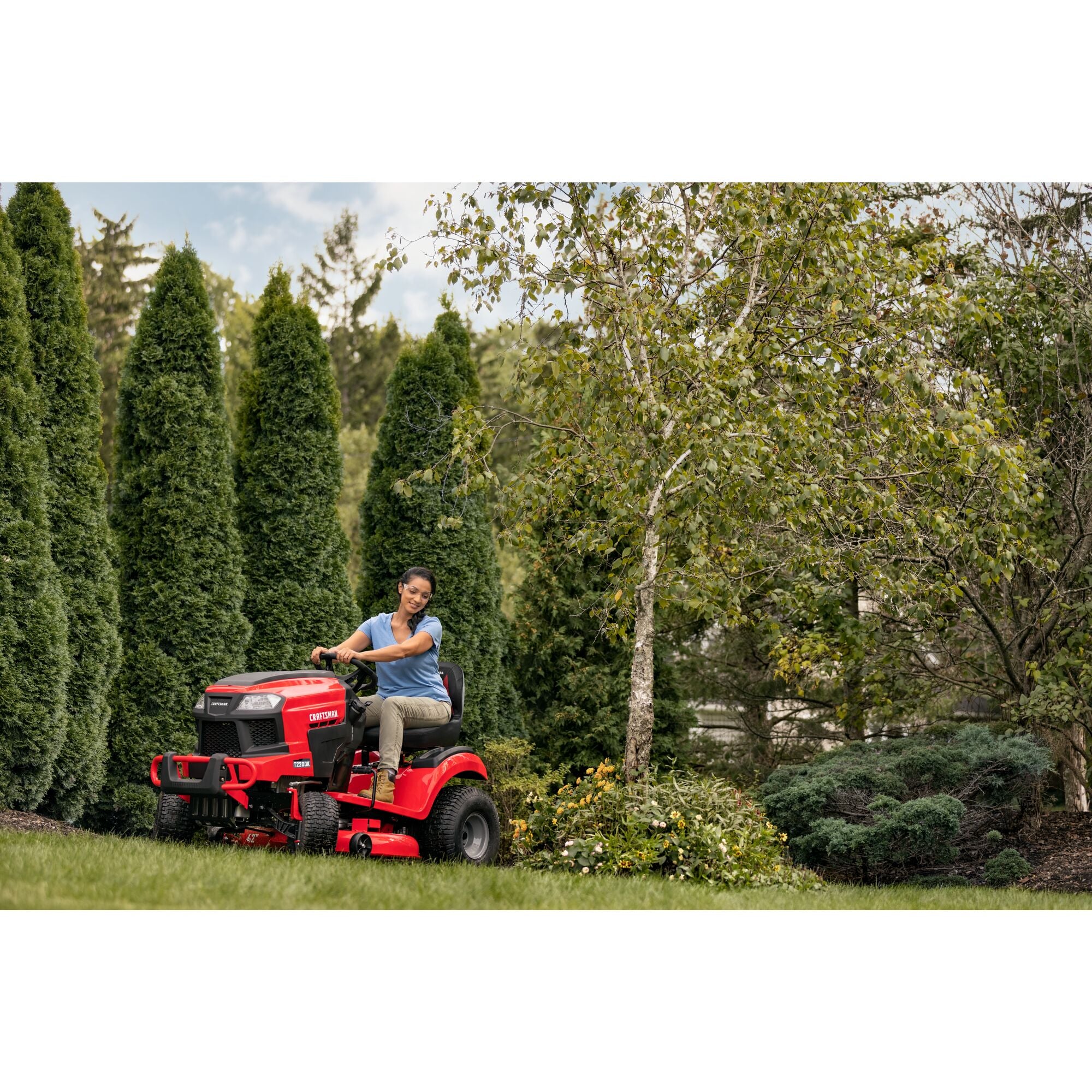 T2200K Gas Riding Mower Mowing the Lawn