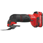 Cordless oscillating tool kit 1 battery being used on wood.