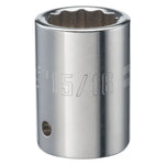 3 quarter inch drive 15 sixteenth inch 12 point S A E shallow socket.