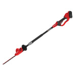 Right profile of 20 volt 18 inch cordless pole hedge trimmer kit.