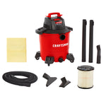 Right facing CRAFTSMAN 9 Gallon 4.25 Peak HP Wet/Dry Vac with Dusting Brush and Attachment
