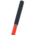 Cushioned end grip feature in fiberglass handle garden hoe.