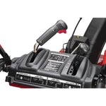 Single hand control feature in 28 inch 357 CC electric start three stage snow blower.