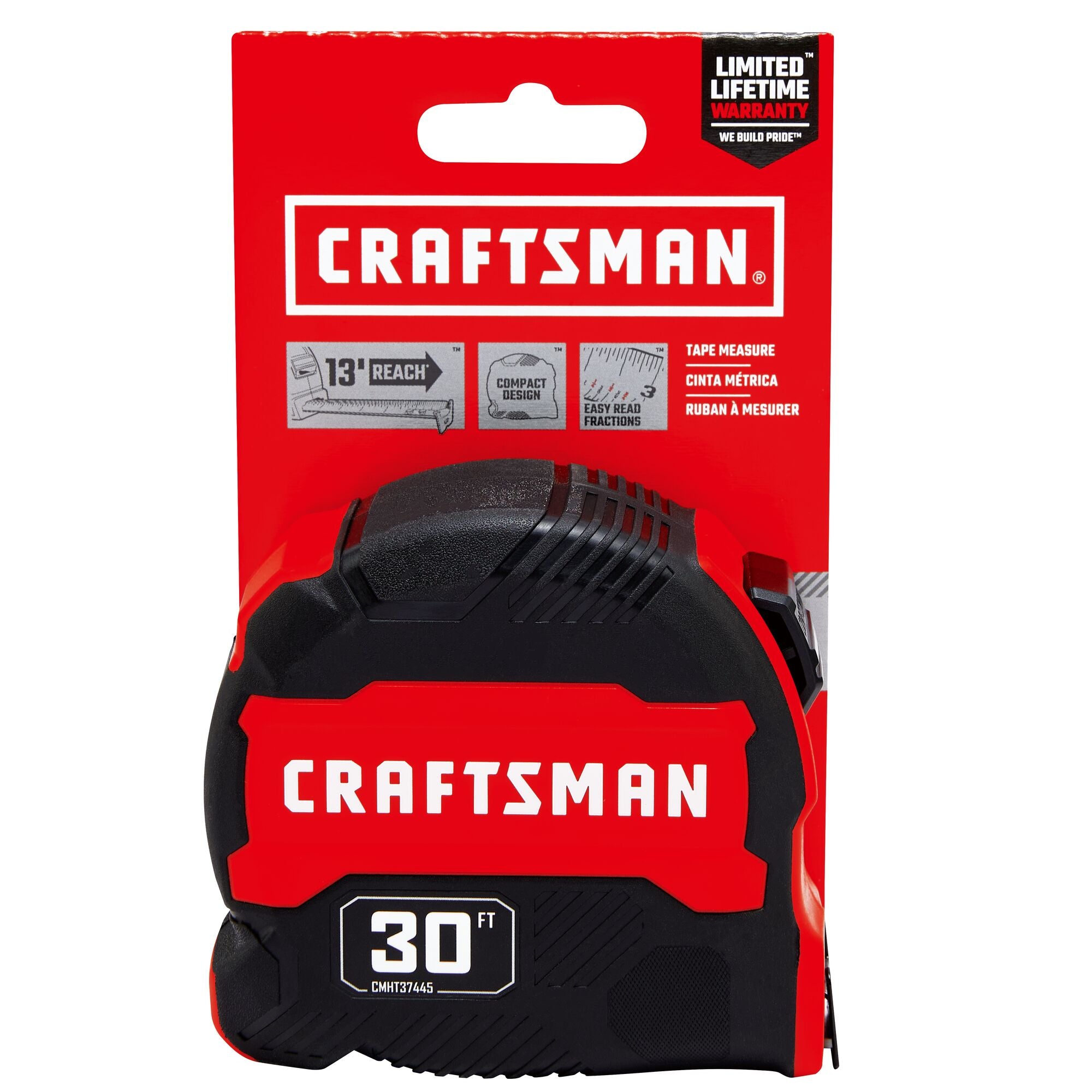 Craftsman craftsman tape measure, proreach, 25-foot (cmht37665s)