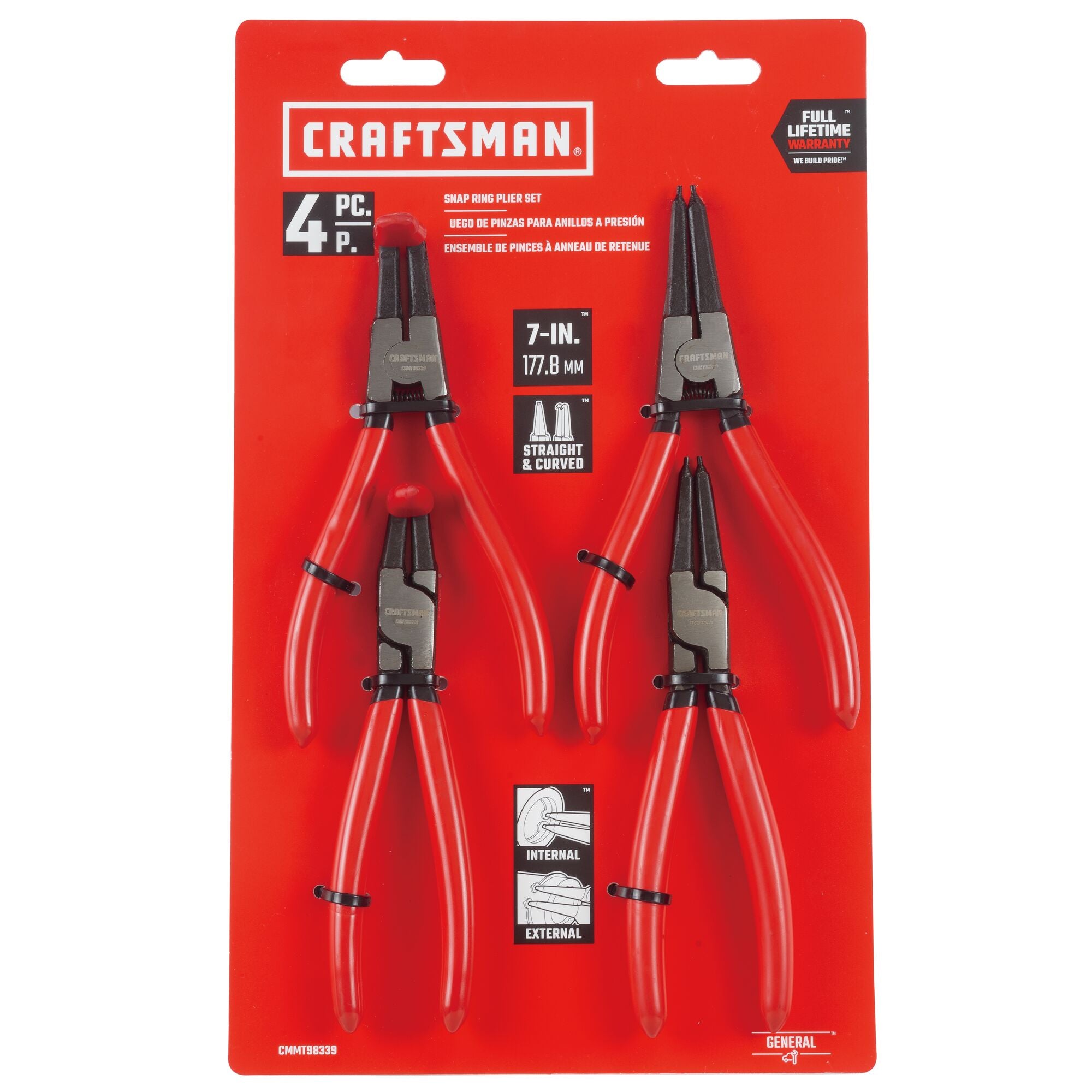 CRAFTSMAN Pliers Set, 3 Piece Set, 6 Inch Long Nose, 6 Inch Slip Joint, 8  Inch Groove Joint (CMHT84103R)