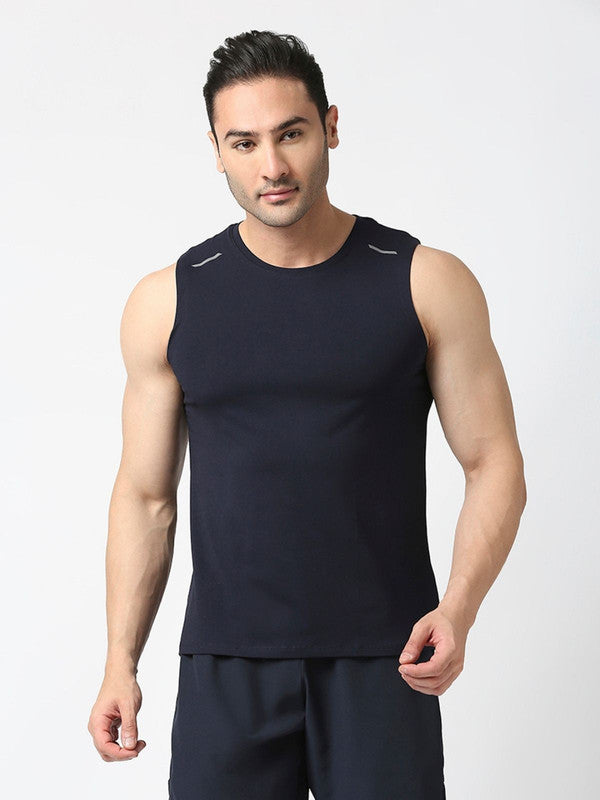 Men Dark Blue Regular Fit Solid Sleeveless T-Shirts - MBBTSTNAV0018 ...