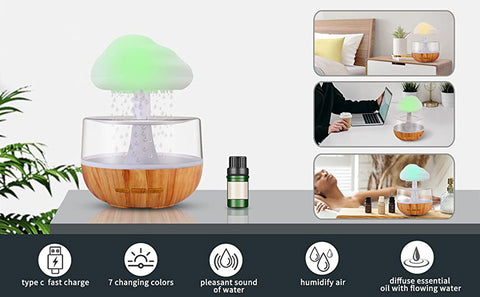 Weljoy Zen Raining Cloud Night Light Aromatherapy Essential Oil