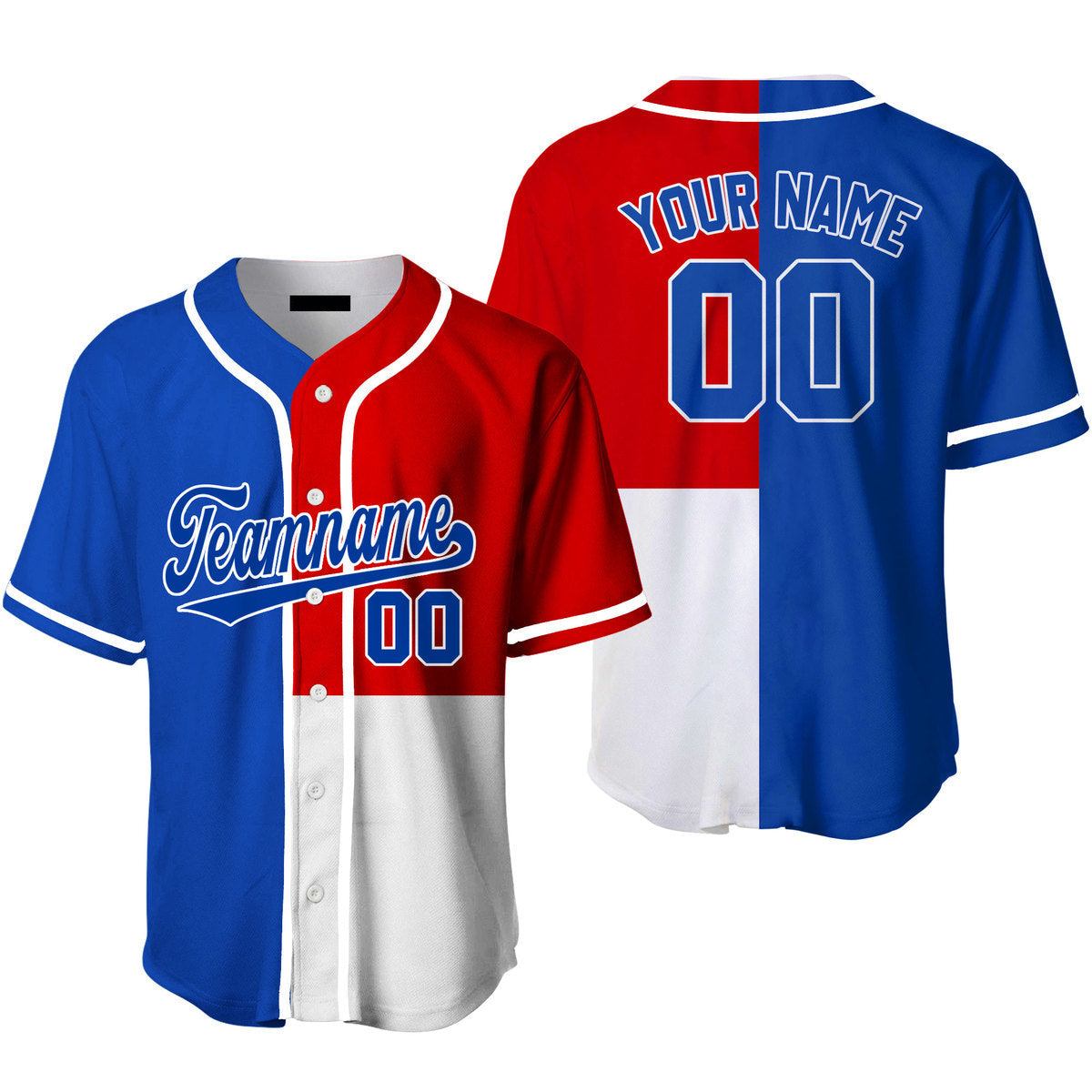 Custom Royal Red White Pattern With White Baseball Jerseys For Men & W