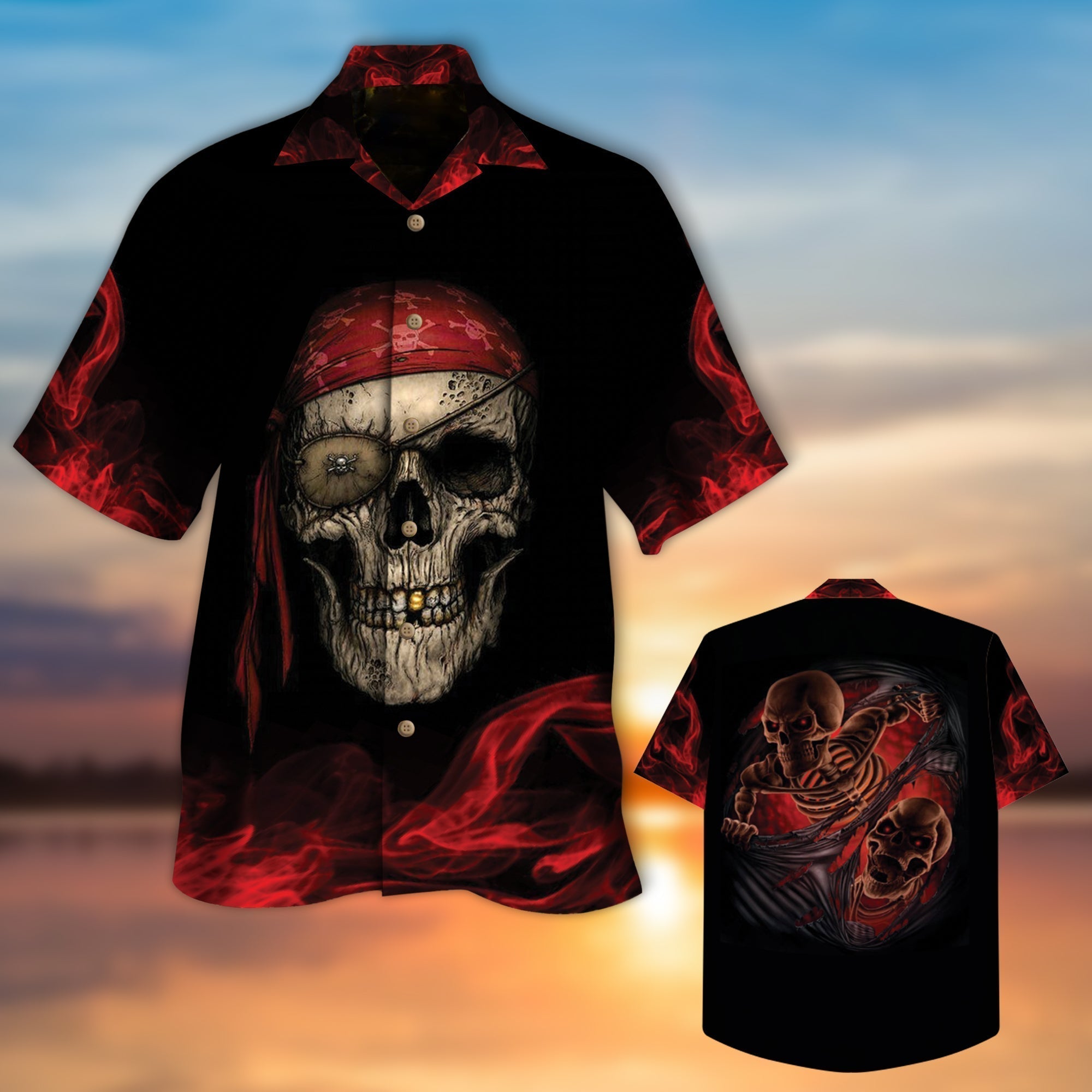  Pirate Skull Men's Polo Shirts Casual Short Sleeve