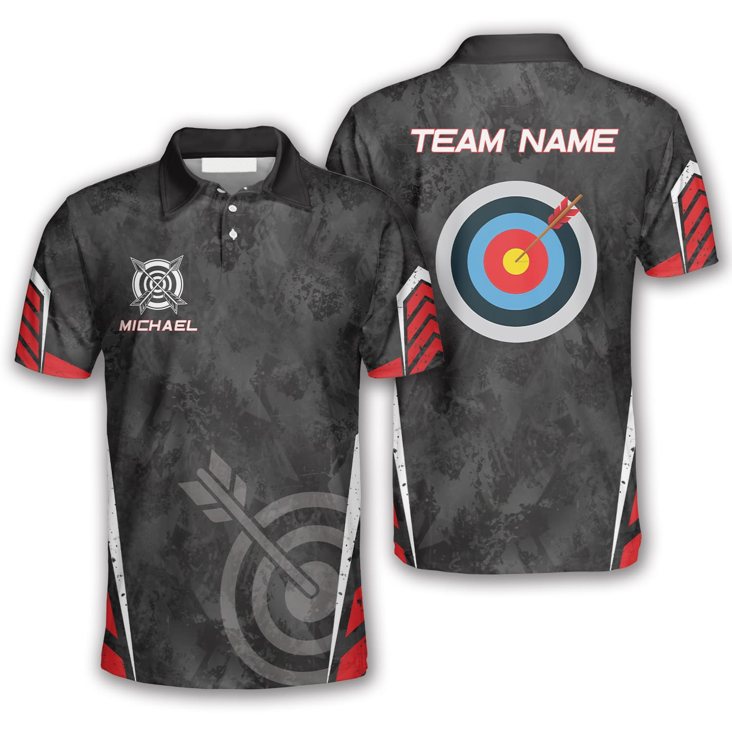 Red Blue Custom Sublimated Competitive Shooting Jerseys | YoungSpeeds Polo Zip