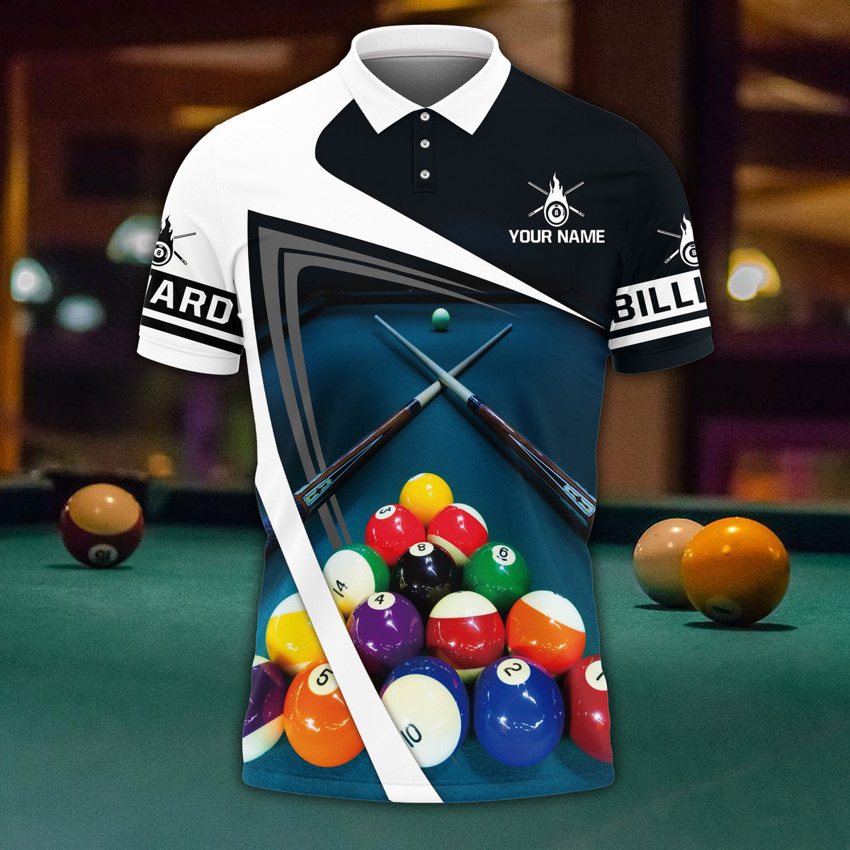 Personalized Name Billiard Polo Shirt Men Women, Billiard 3D Shirt, Bi