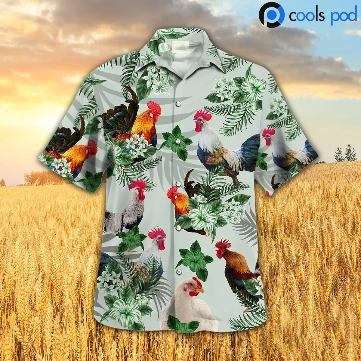 Chicken Hibiscus Hawaiian Shirt, Rooster Hawaiian Shirt, Cool Animal F