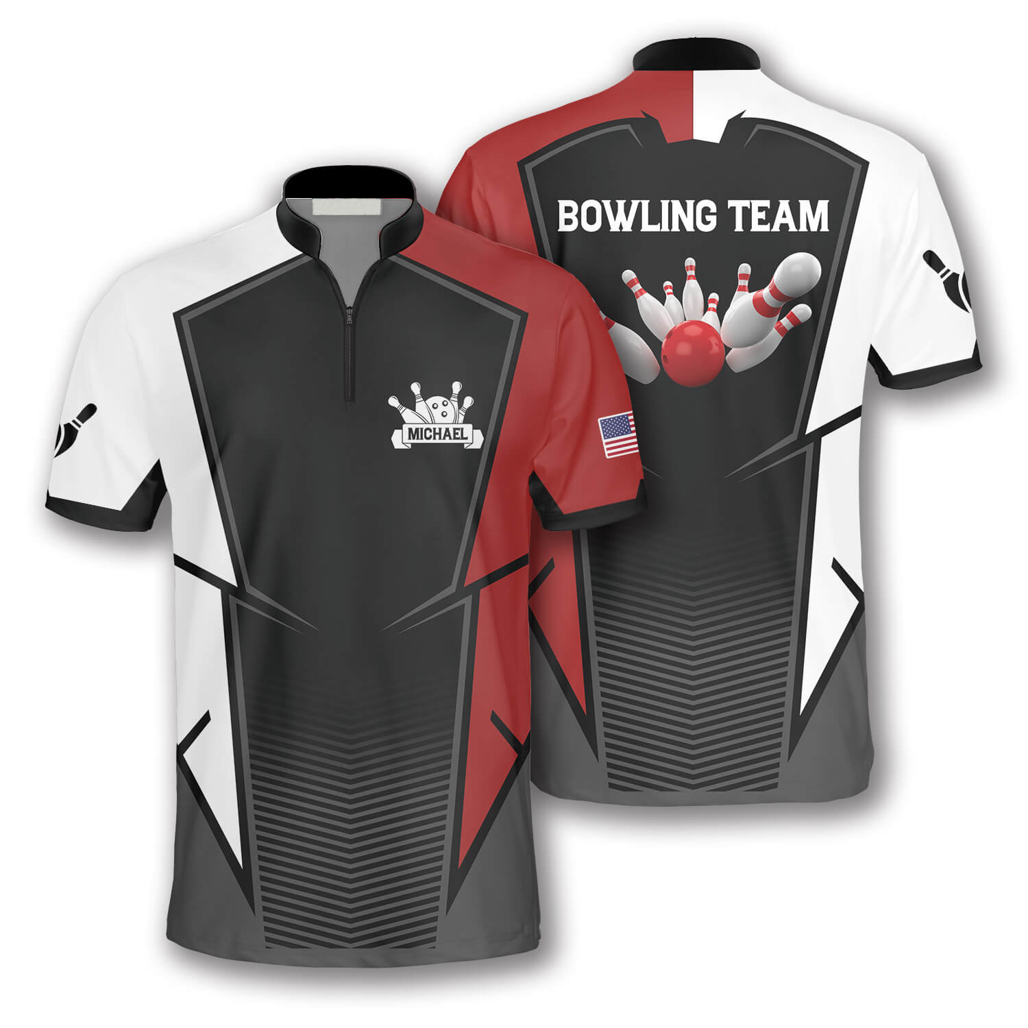 Funny Bowling Shirt for Men, Custom Name Strike Blue Polo Bowling