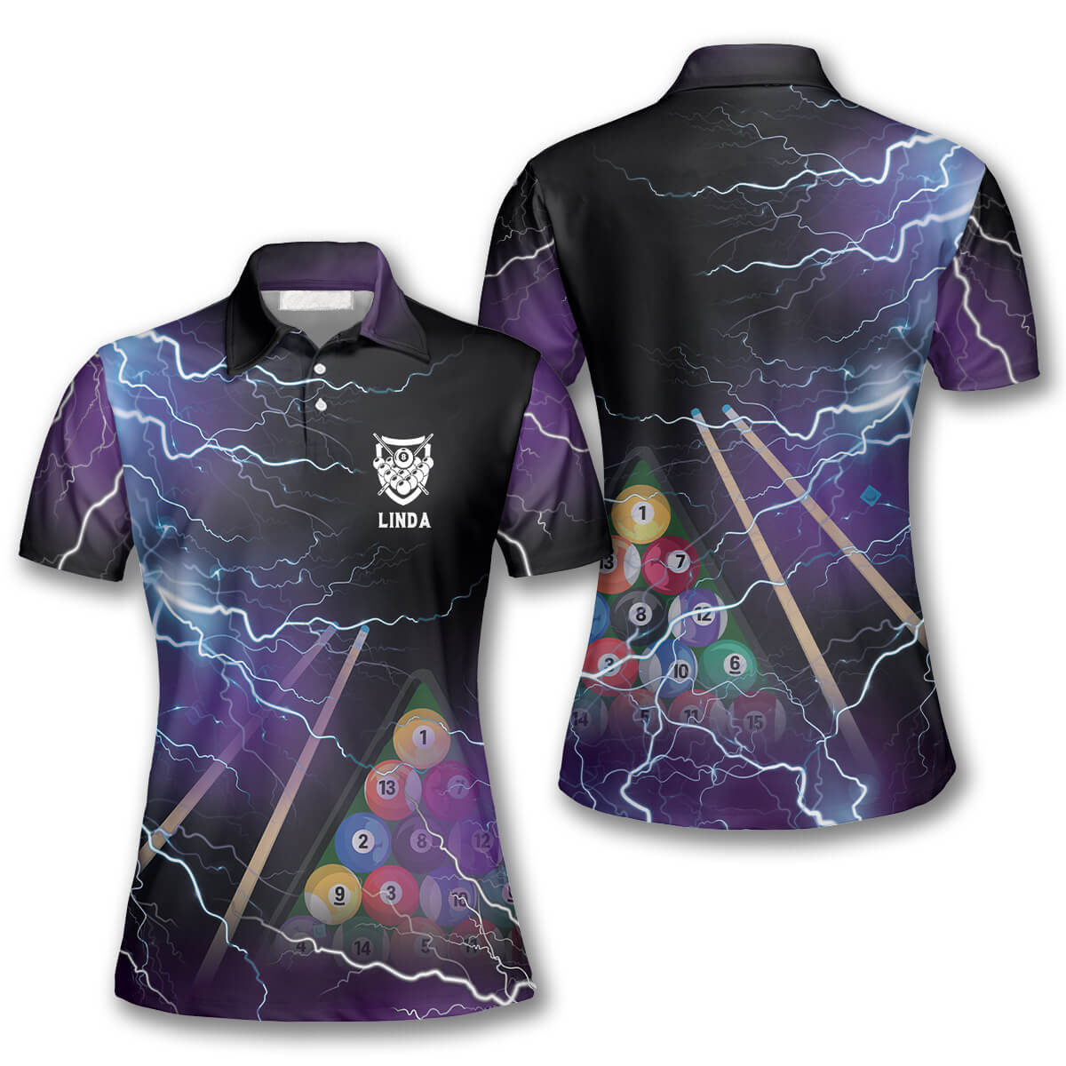 Billiard Thunder Lightning Custom Billiard Shirts for Women, Billiard