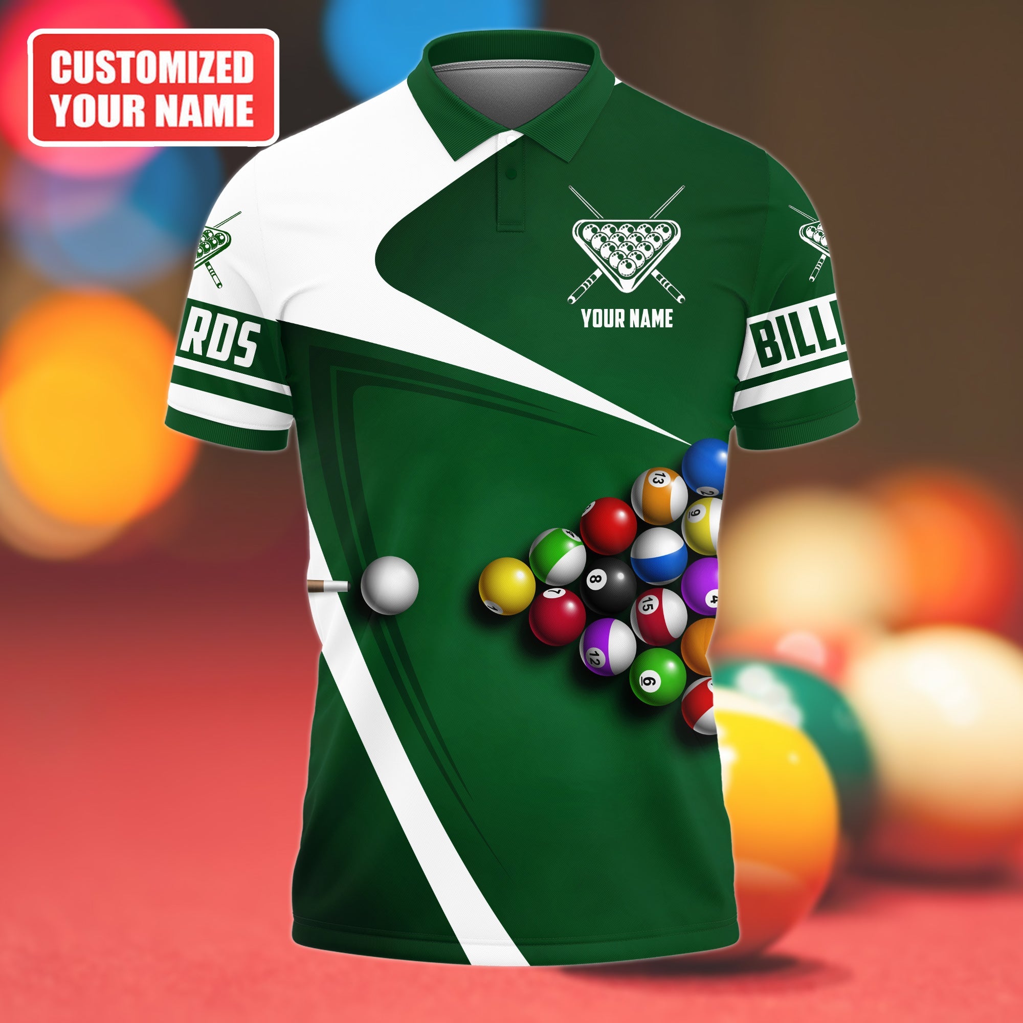 Billiard Ball All Over Printed All Printed Polo Shirt, Poll Team