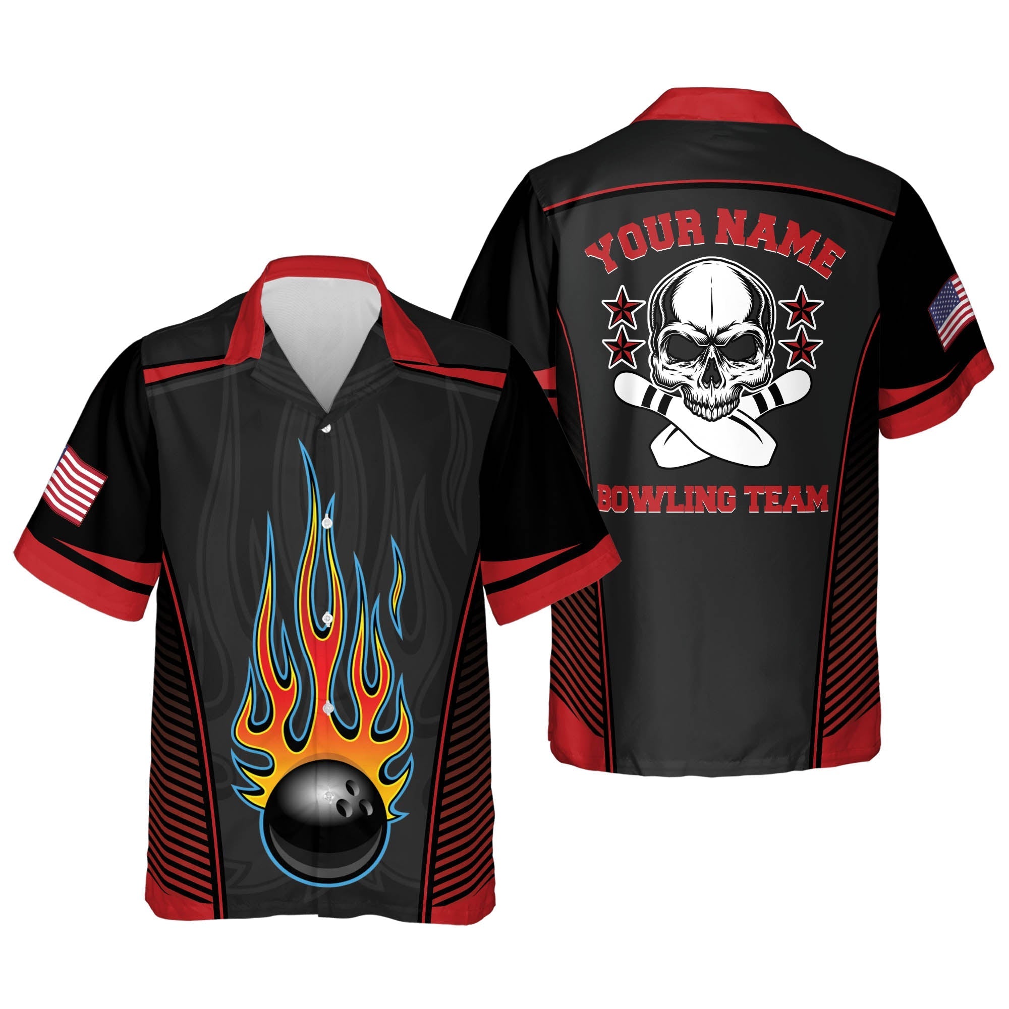 Custom Bowling Hawaiian Shirts for Men, Skull Hawaiian Bowling Shirts