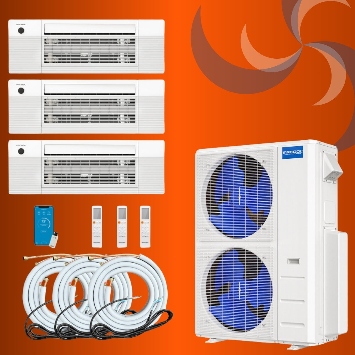 MRCOOL DIY Mini Split - 42,000 BTU 3 Zone Ceiling Cassette Ductless Air Conditioner and Heat Pump with 35 ft. Install Kit, DIYM336HPC06C49