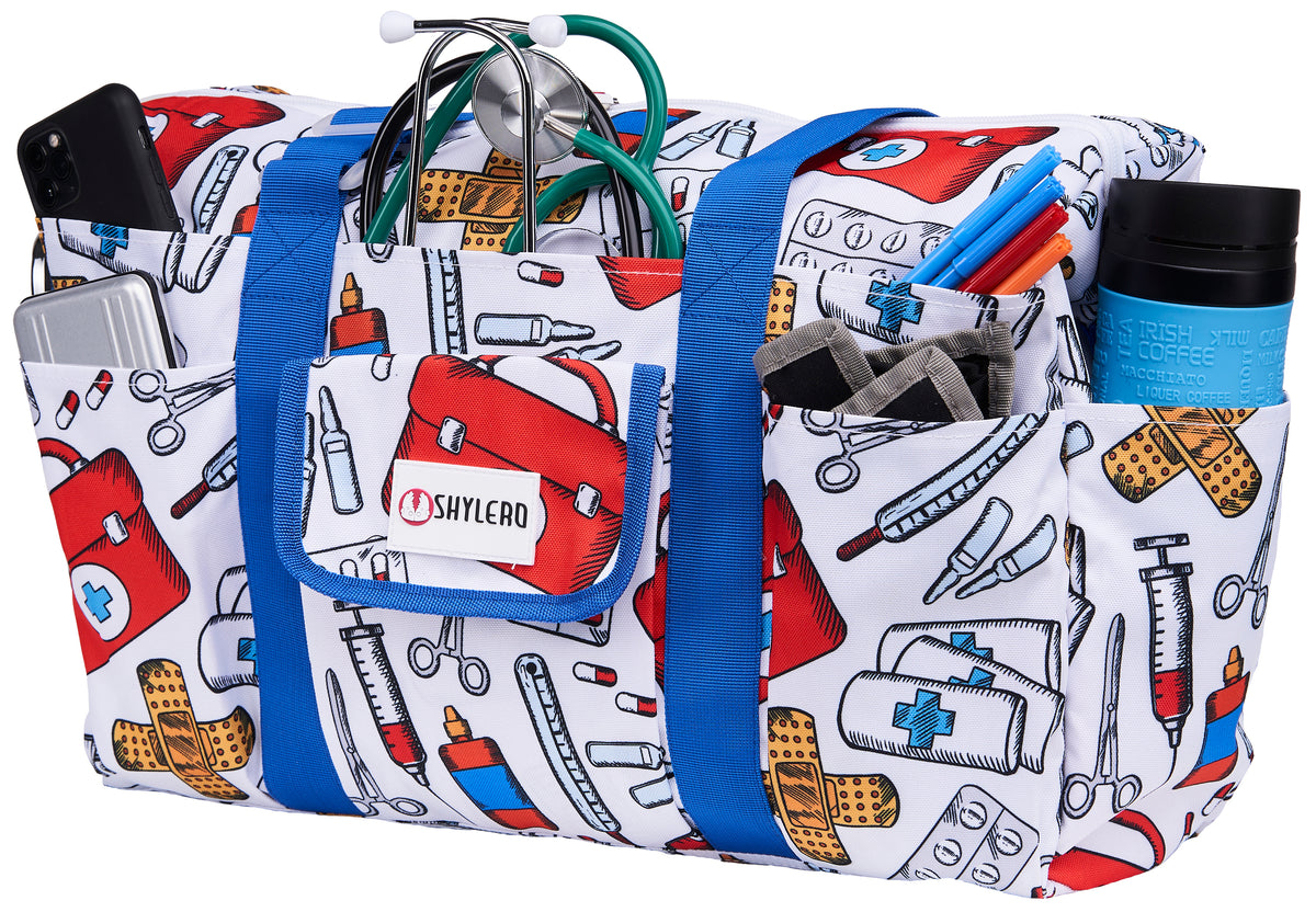 Nurse Bag and Utility Tote | Waterproof | Top YKK® Zip | L18 x H14 x W7  (46x18x36cm) | Colorful Parrot