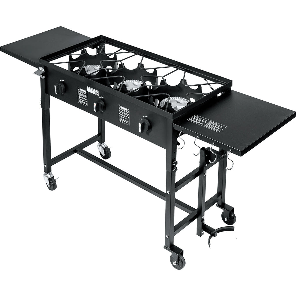 Stark USA 70,000 BTU Propane GAS Double Burner Outdoor Fryer Stove-Top Stand with Detachable Legs and Hose Regulator, Black