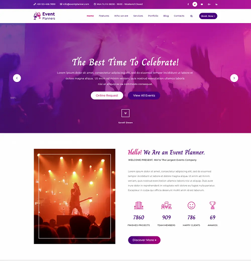 Free Event Planner WordPress Theme