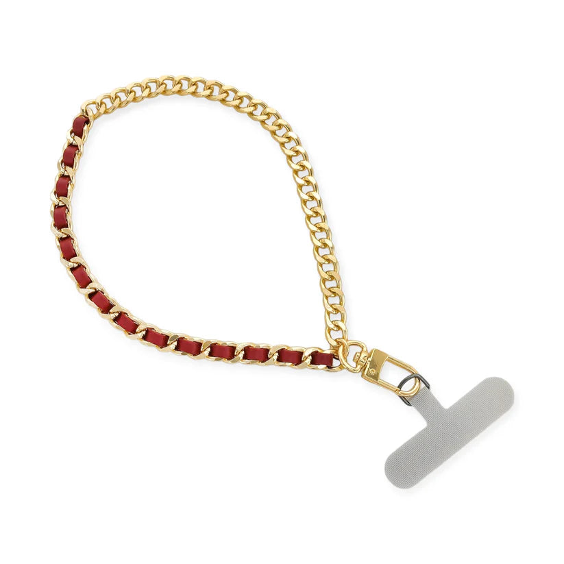 Wrist Vegan Leather Phone Chain - Burgundy