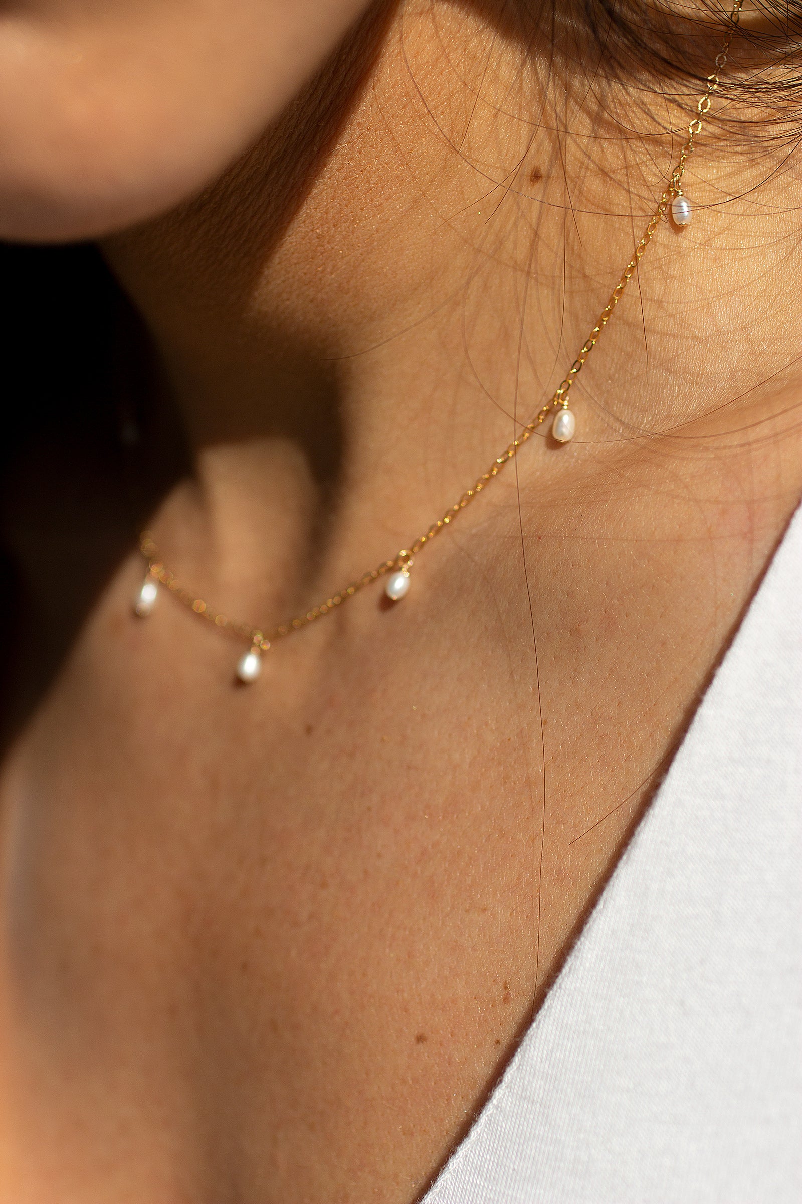 Petite Freshwater Pearl Droplets Necklace