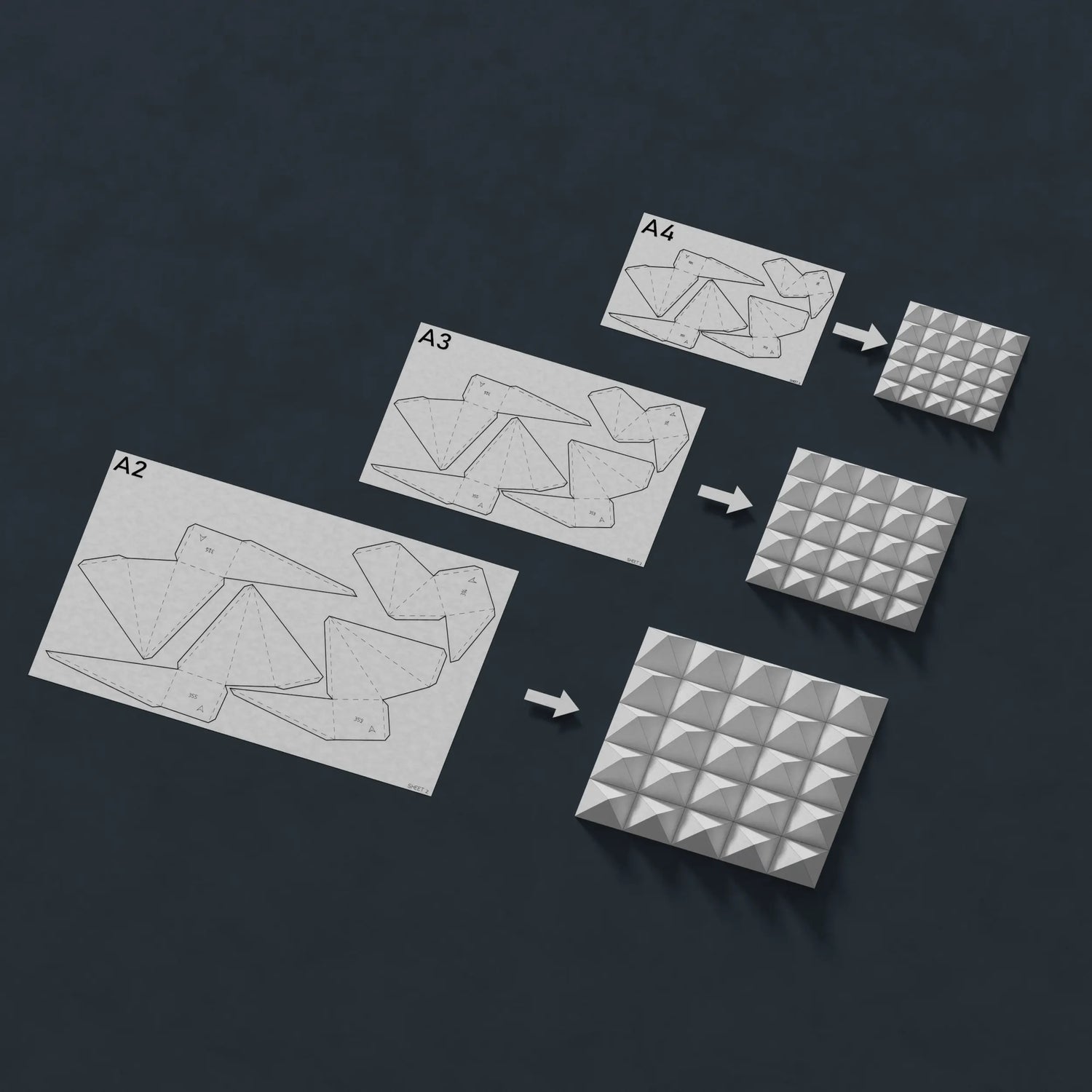 TWISTED BOX 2 PARAGAMI 07 02 TEMPLATE for 3D HANDMADE PAPER WALL A
