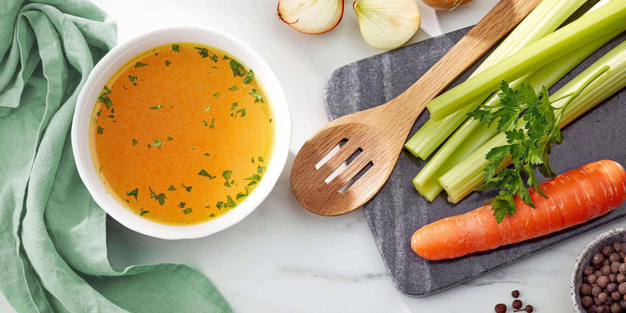 Best foods to eat when you're sick, including soup, celery, and carrots.