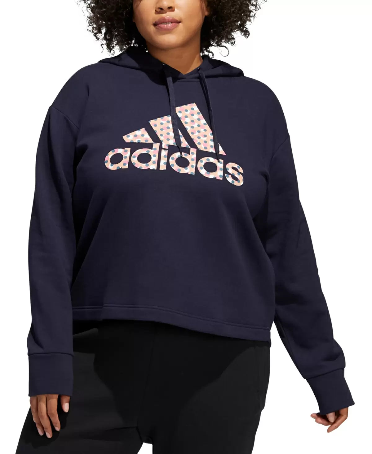 adidas Plus Size Dot-Print Logo Hooded Sweatshirt