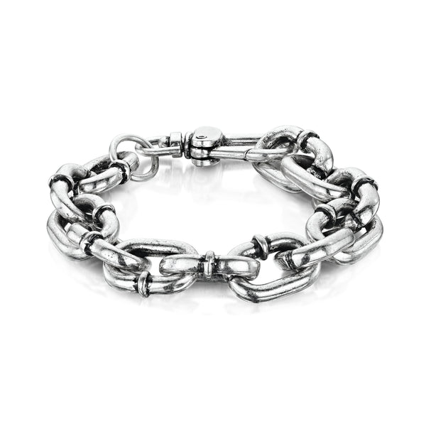 Oxidised Gunmetal Anchor Chain Bracelet - Blacksmith + Co