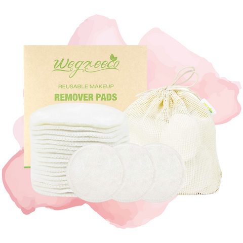 Cotton Rounds Reusable 16 Packs - Reusable Bamboo Makeup Remover Pads for face - Reusable Facial Pads Reusable Facial Cotton Rounds with Laundry Bag (Bamboo Velour, White)
