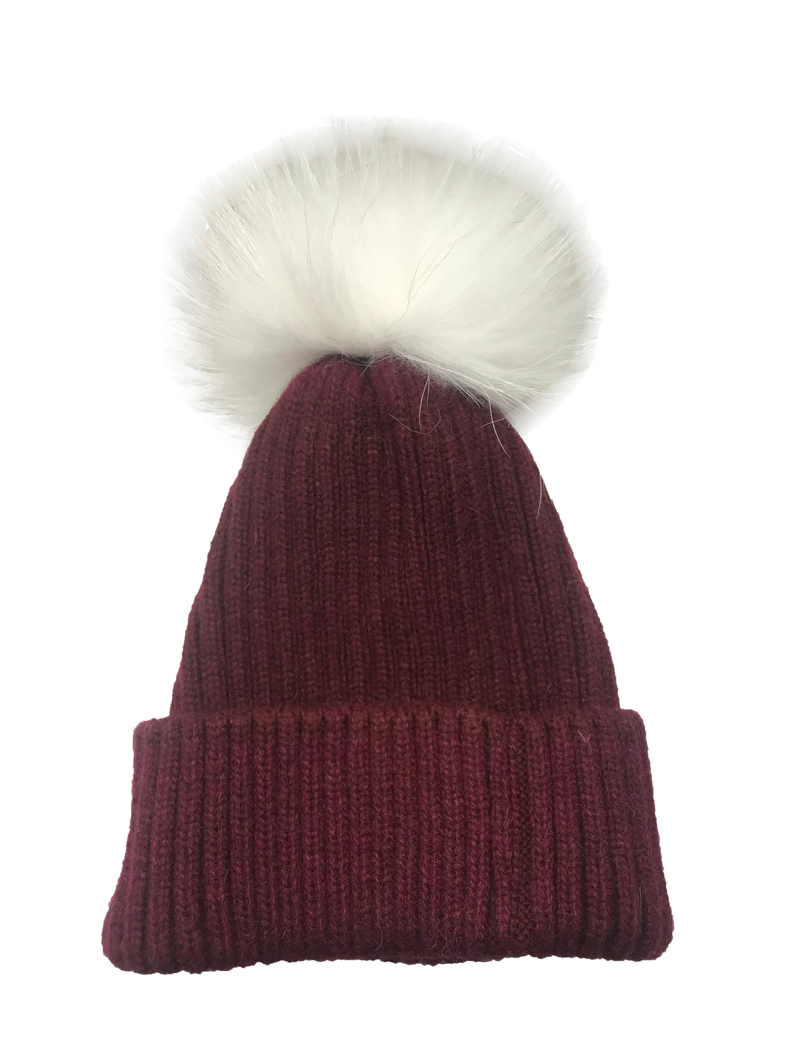 burgundy pom pom hat